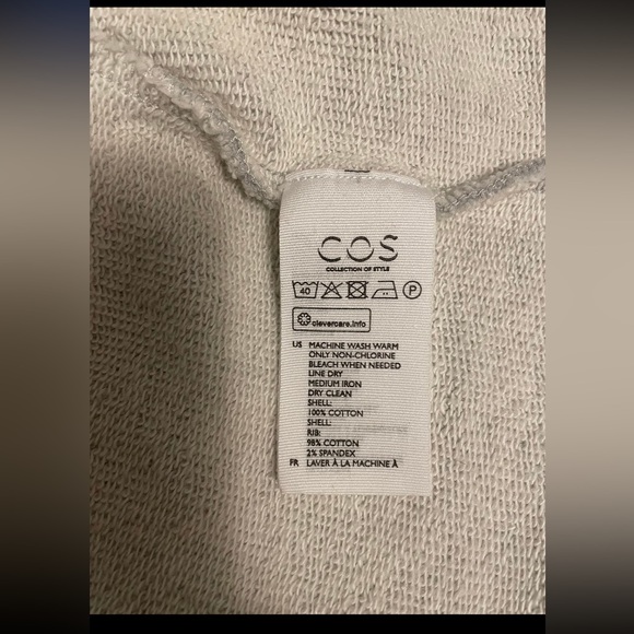 COS Stores cropped light grey cotton sweatshirt - Picture 5 of 12